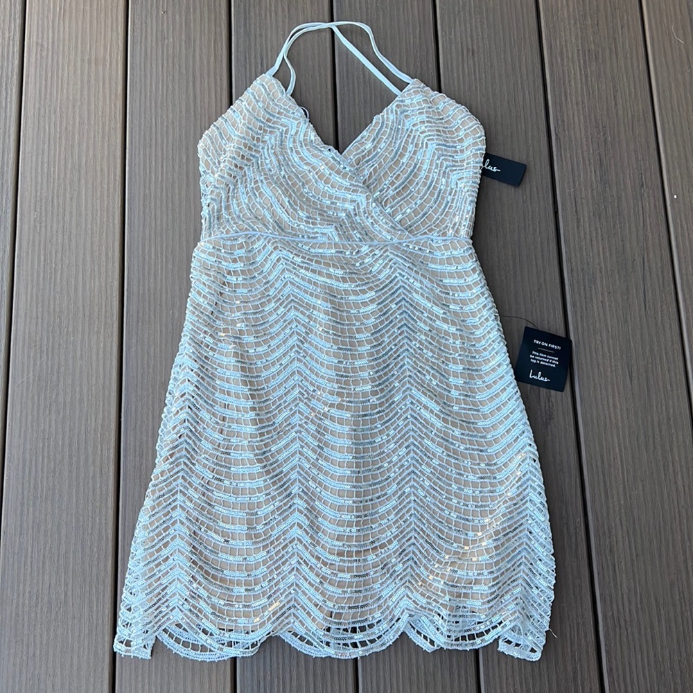 White Sparkly Lulus homecoming dress Size Medium